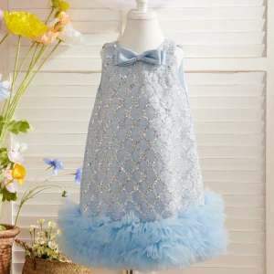 Robe D'Anniversaire Mi-Longue en Satin à Paillettes