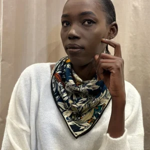 Foulard Laine et Soie Pivoines multicolores