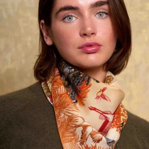 Foulard Laine et Soie Paris Sauvage abricot