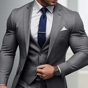 Costumes de Mariage 3 Pièces pour Hommes, Coupe Ajustée, Simple Boutonnage, Deux Boutons