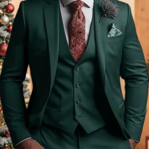 Costumes de Mariage 3 Pièces pour Hommes, Coupe Ajustée, Simple Boutonnage, Trois Boutons