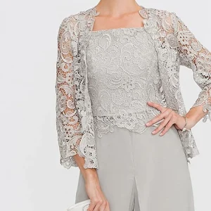 Châle/Boléro en Dentelle Florale à Manches 3/4 pour Invité de Mariage pour Femme