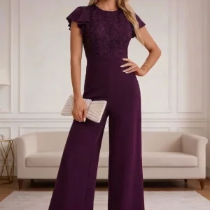 Combinaison dentelle violette longue