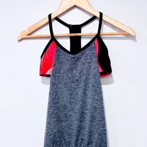 Camisole de sport grise et corail avec top intégré