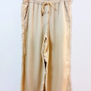 Pantalon ample beige à taille élastique*